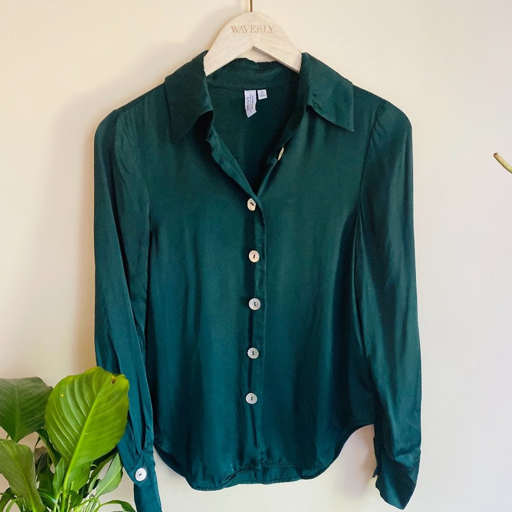 Button-down Green Silk Shirt